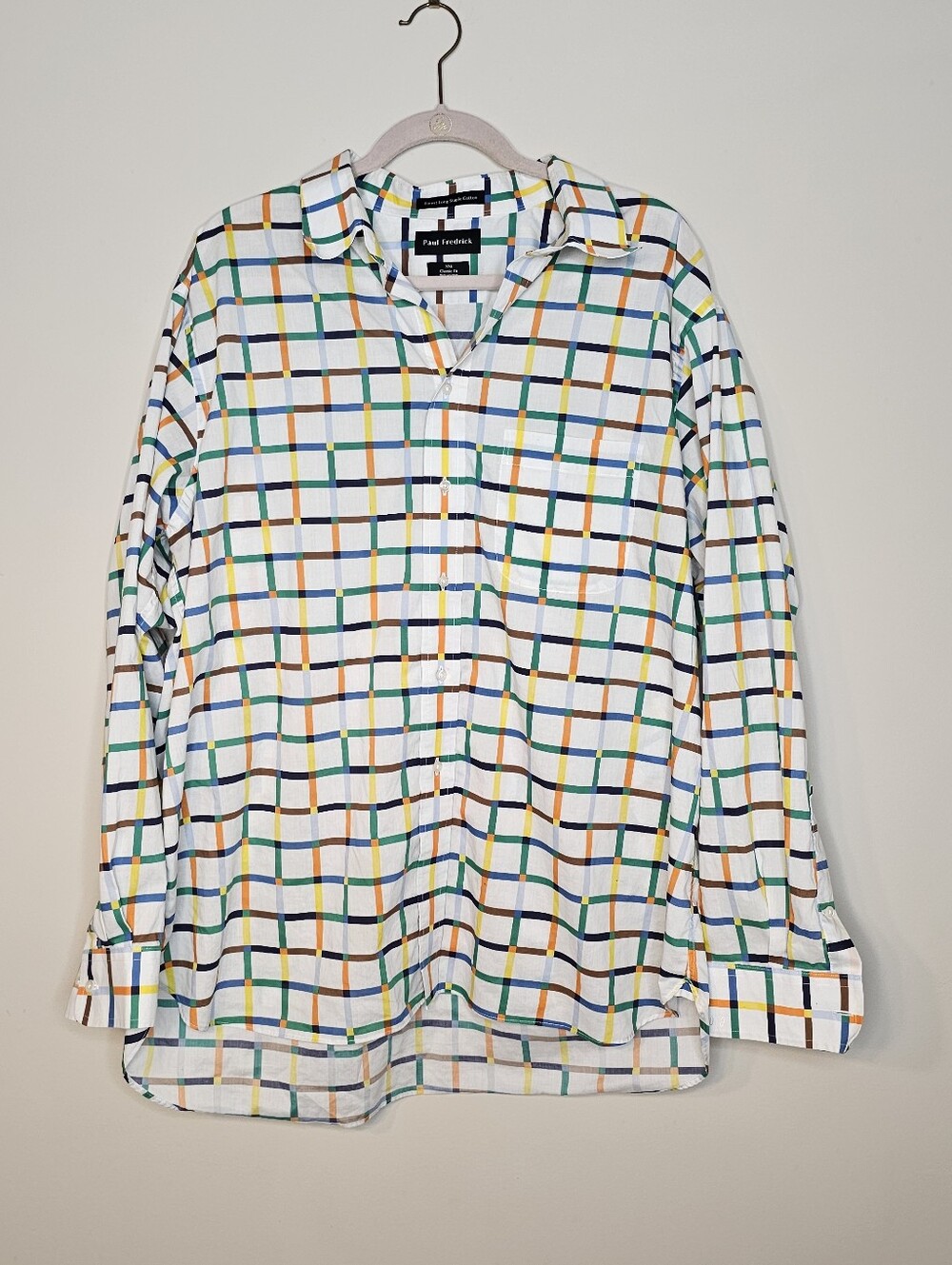 Paul Fredrick 100% Cotton Classic Fit Long Sleeve Button Front Shirt Size XXL